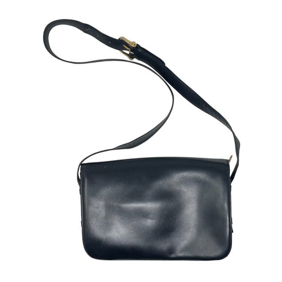 Céline VINTAGE Celine Fermoir Triomphe Shoulder Bag - Navy Blue Box Leather - Picture 2 of 13